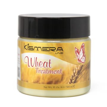 Kismetra Line Wheat Treatment jar with butterfly and wheat design.