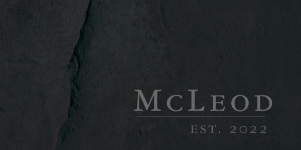 Dark textured background with McLeod logo and EST. 2022 text.