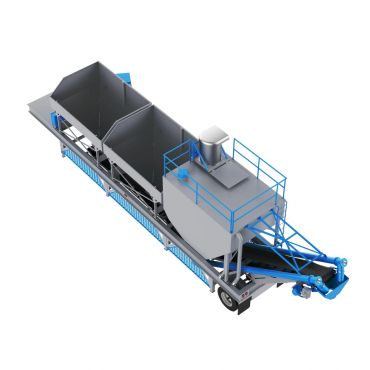 Industrial mobile batching plant for concrete production.
