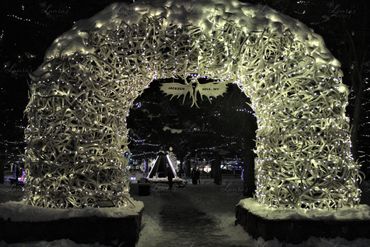 Photo of the antler arches in Wyoming