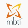 Abstract star-shaped orange logo with 'mbti' text below.