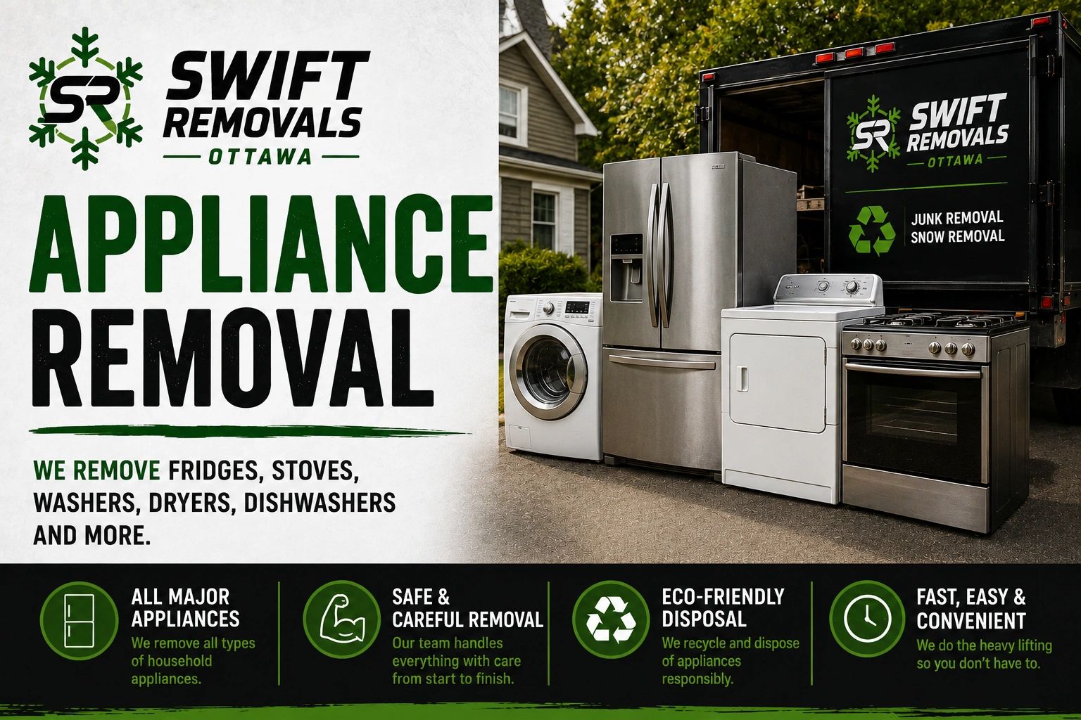 Swift Removals Ottawa offers appliance removal including fridges and stoves.