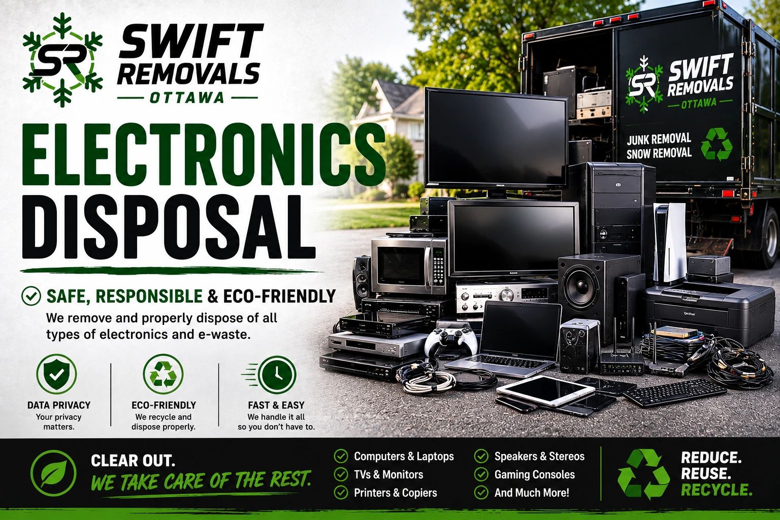 Swift Removals Ottawa electronics disposal service with eco-friendly focus.