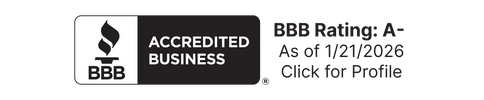 Better Business Bureau Accredited Business Logo and Rating.