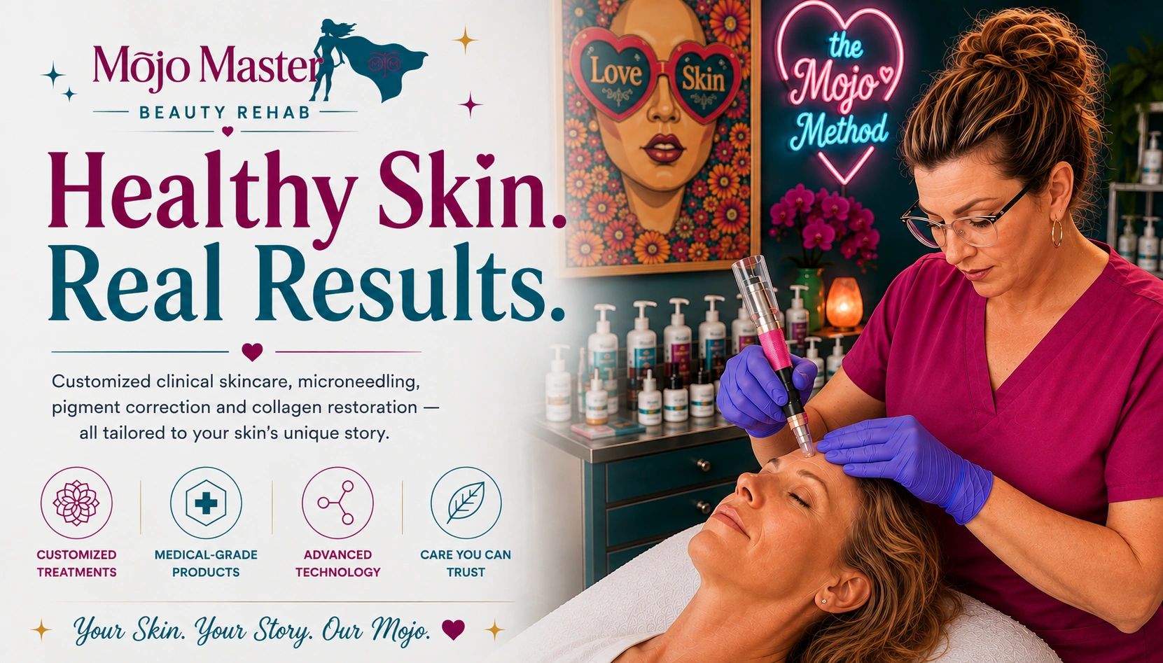 Skincare treatment with advanced technology at Mojo Master Beauty Rehab.