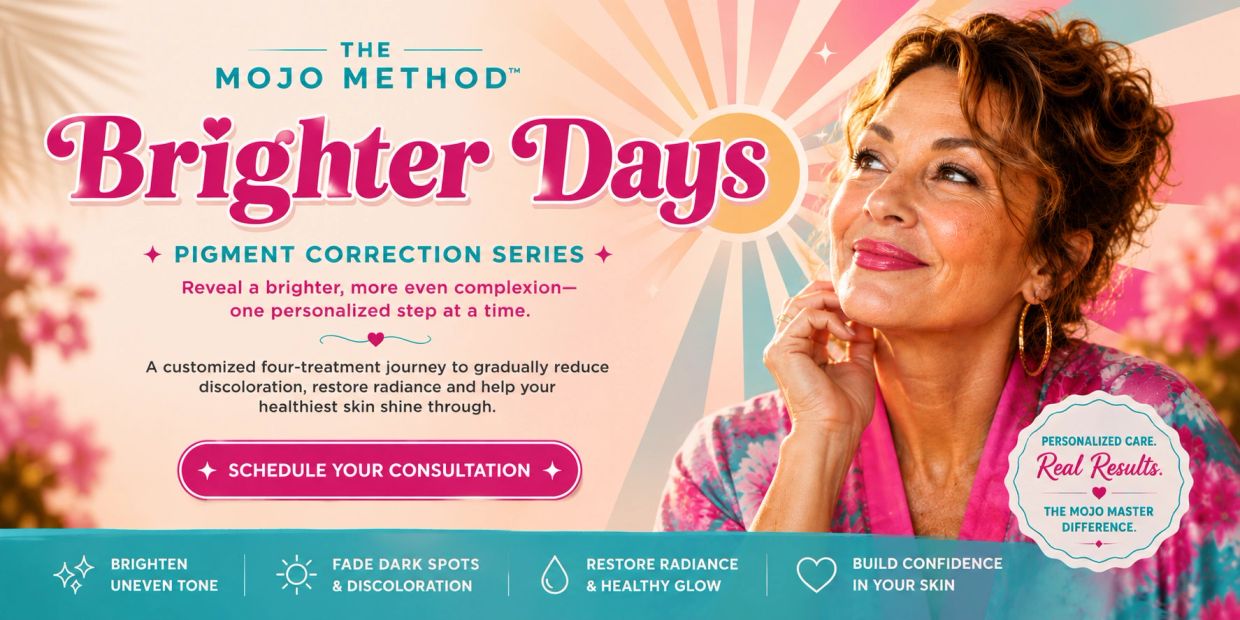 Brighter Days™ Pigment Correction Series hero image featuring a woman with radiant, even-looking ski
