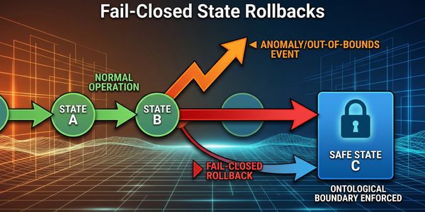 Diagram illustrating fail-closed state rollbacks in system states.