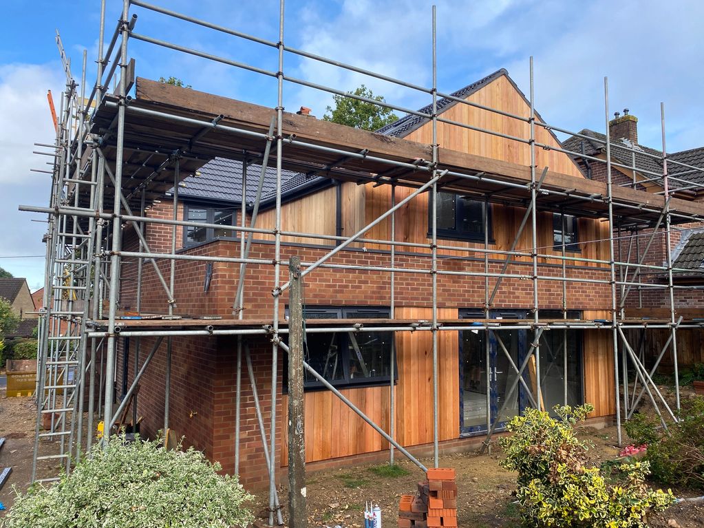 Rear view of house extension at Horns Drove, Rownhams.
