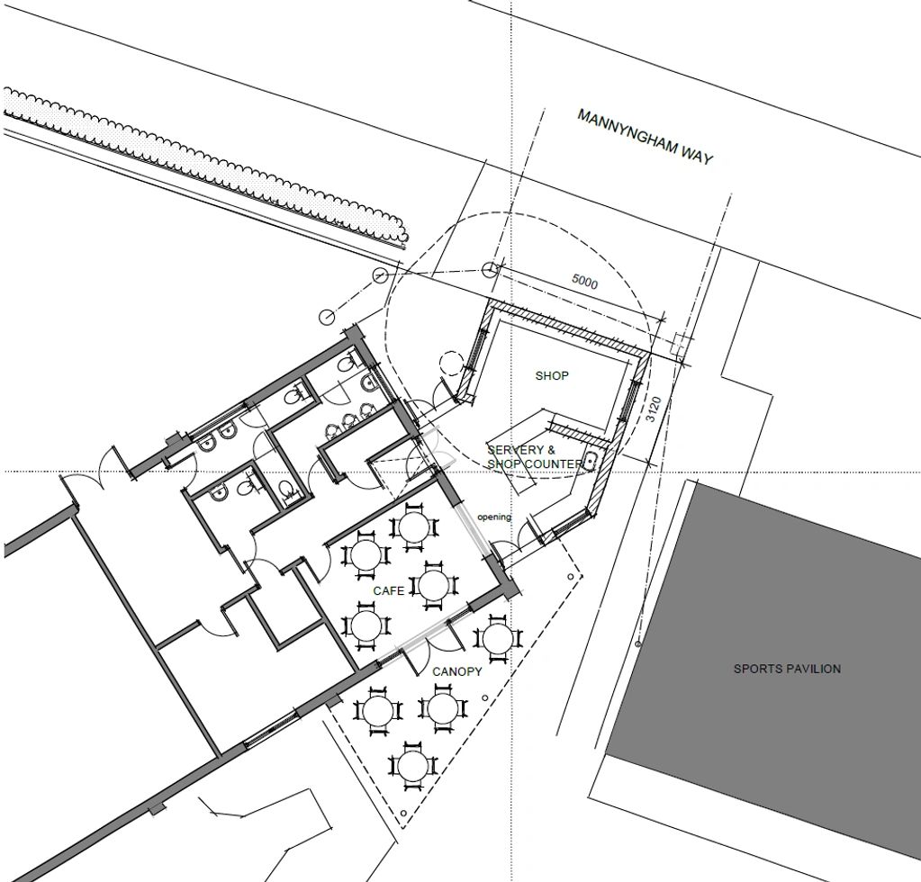Concept layout for M&T Shop & Cafe