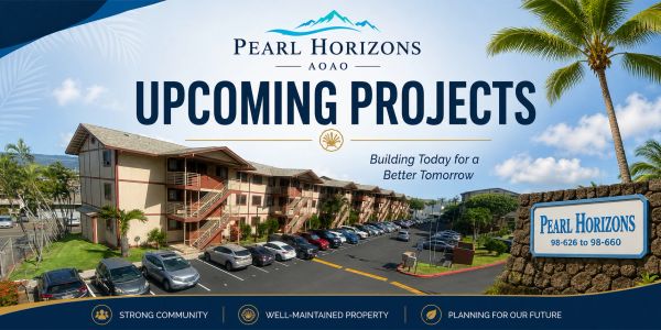 Pearl Horizons upcoming projects announcement with building image.