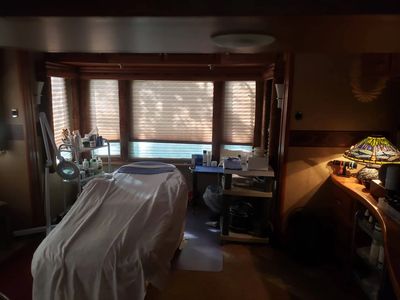 Facial bed with soft lighting