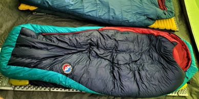 Sleeping bag in tent