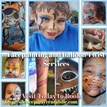 Need a facepainter for your event?  I also do balloon twists!  $150 Base Price for 2 hours.  