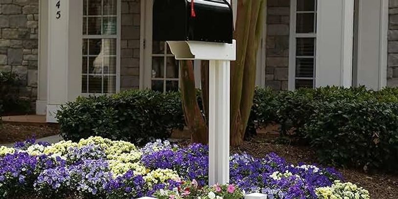 White vinyl Mailbox post with Black Box