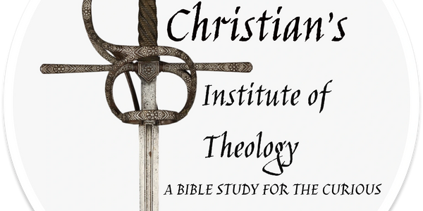 Logo with a medieval sword and text for Christian's Institute of Theology.