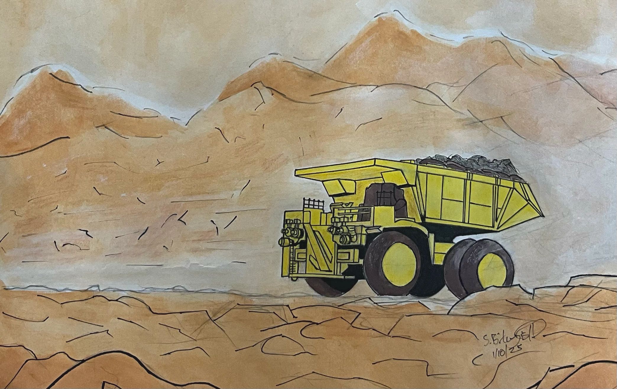 Dumper truck illustration by Steve Birtwhistle