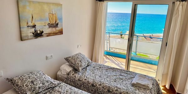 Seaview bedroom, beachfront, Canet, Barcelona, Spain