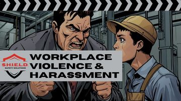 Illustration of workplace violence with a man angrily confronting a crying worker.