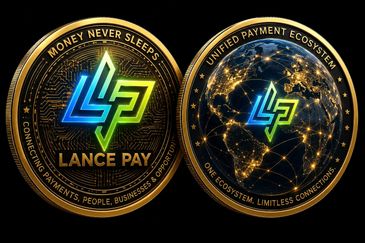 Two digital coins featuring LANCE PAY logo and payment ecosystem themes.