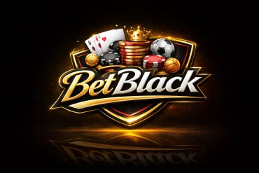 BetBlack logo with gaming elements.