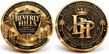 Gold commemorative coins for Beverly Hills Merchant Association.
