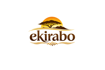 Logo with a tree and sun, text 'ekirabo'