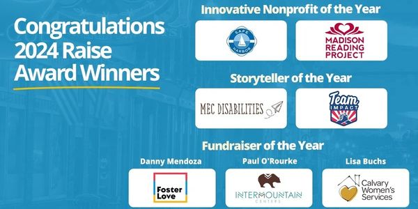 OneCause Raise Awards 2024 Madison Reading Project Team Impact Foster Love Intermountain Calvary