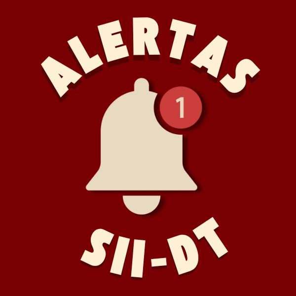Notification bell icon with "Alertas SII-DT" text on a red background.