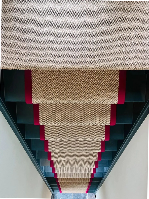 Unnatural Flooring New England Woodstock 6022 with Jaspa Woven Basketweave Candy Binding Tape