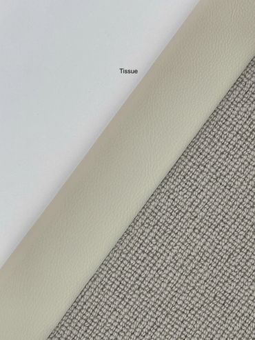 Close-up of three different textured materials arranged diagonally.