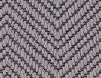 Close-up of a gray textured knitted fabric with a chevron pattern.