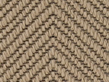 Close-up of beige woven herringbone fabric texture.