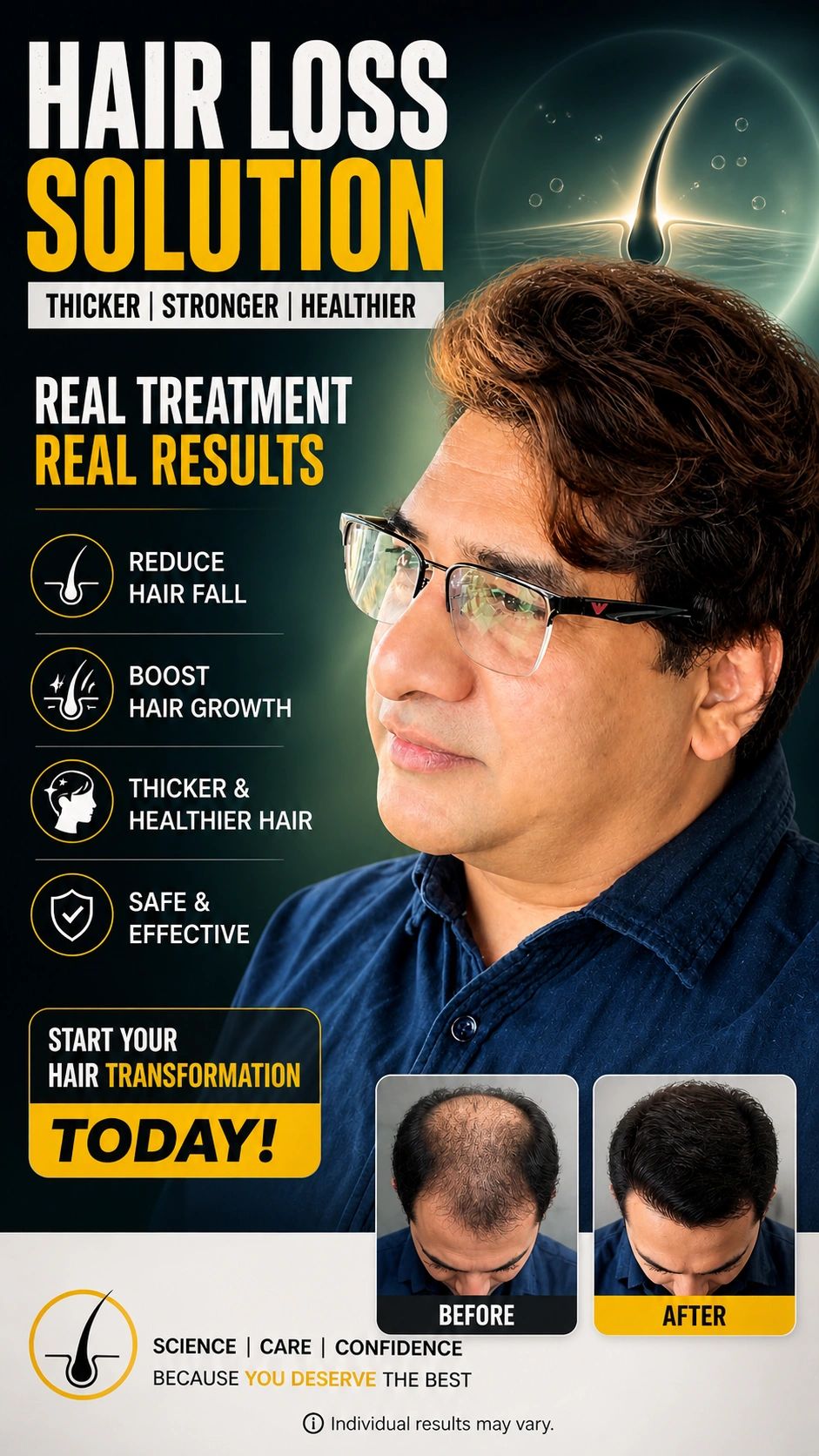 Hair Results Do Begin Early NB- Hair before after pic is only for illustration and is AI generated 
