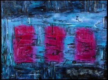 Vibrant acrylic and metallic elements on a rustic wood background.

