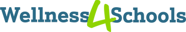 Logo with text Wellness4Schools in blue and green.