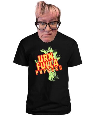 Urn Fulla Popcorn Logo Shirt in Black Coal
Available in size Small, Medium, Large, XL, 2XL, and 3XL