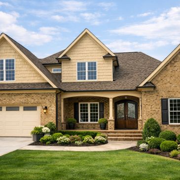 Beautiful suburban house with well-maintained lawn.