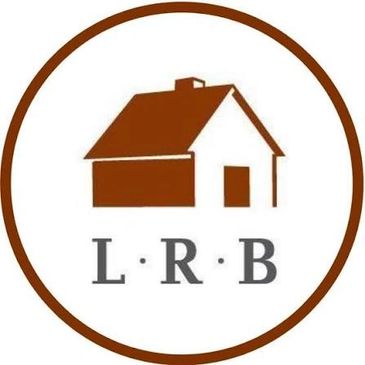 Logo with a brown house and letters L, R, B.