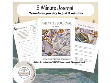 Guided journal to explore your thoughts, emotions, and achievements in just 5min each day. 
