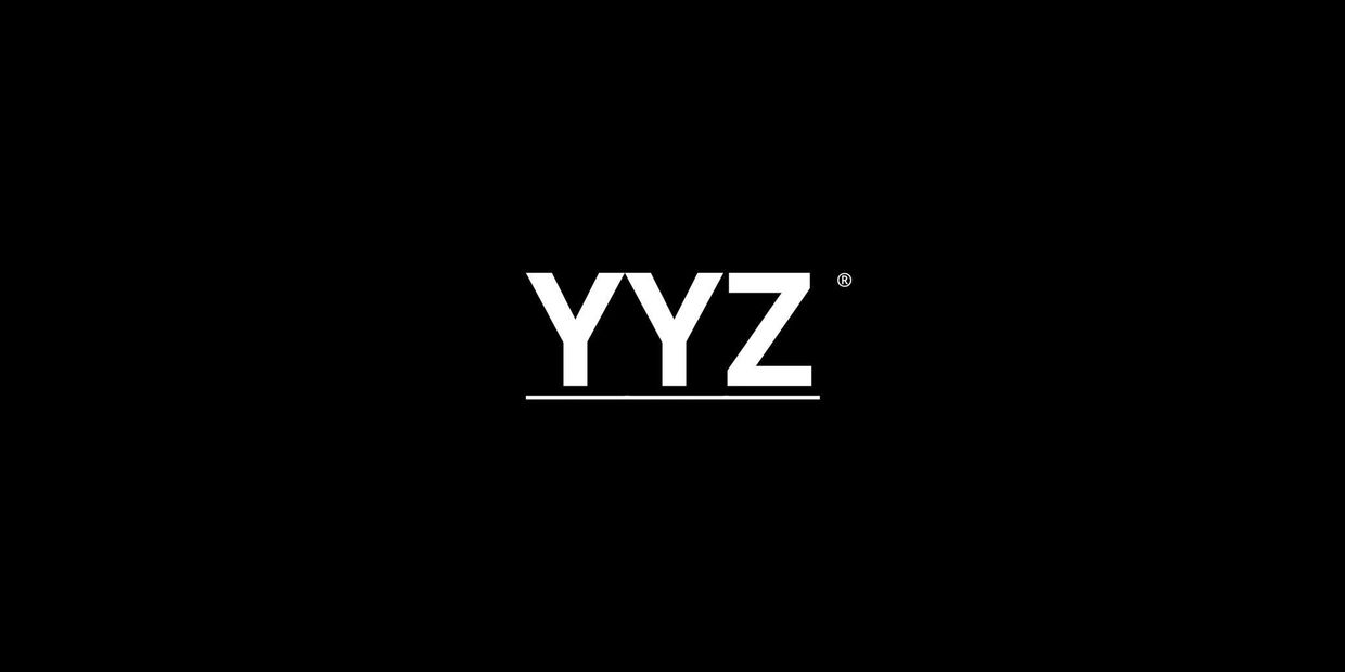 White letters 'YYZ' on black background.