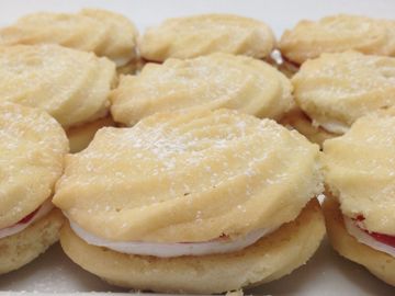 Viennese whirls,  butter shortbread, buttercream filling.