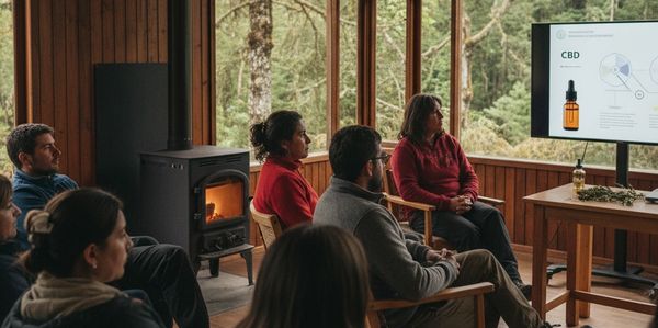 personas asistiendo a una charla de CBD