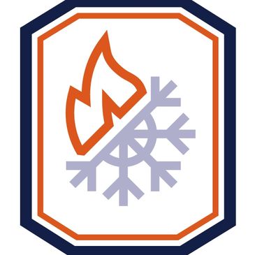 Icon combining fire and snowflake symbols within a bordered frame.