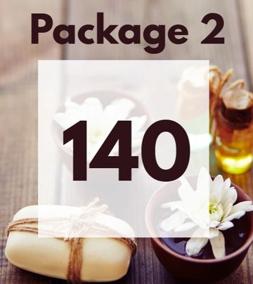 Package 2 priced at 140 with spa-themed background.