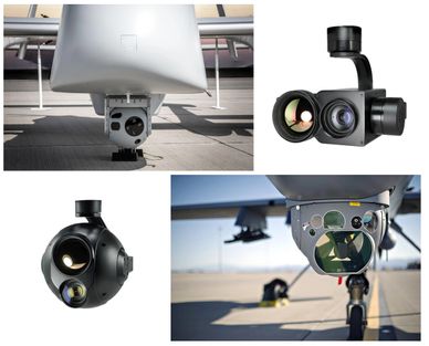 Various views of advanced drone surveillance cameras.