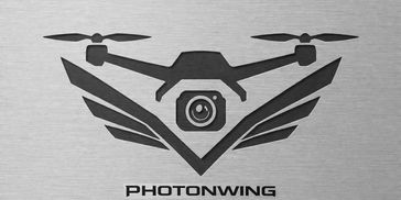 Monochrome logo of a drone with wings and camera, labeled 'PHOTONWING'.