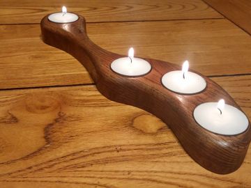 Reclaimed oak floor turned into candle centerpiece