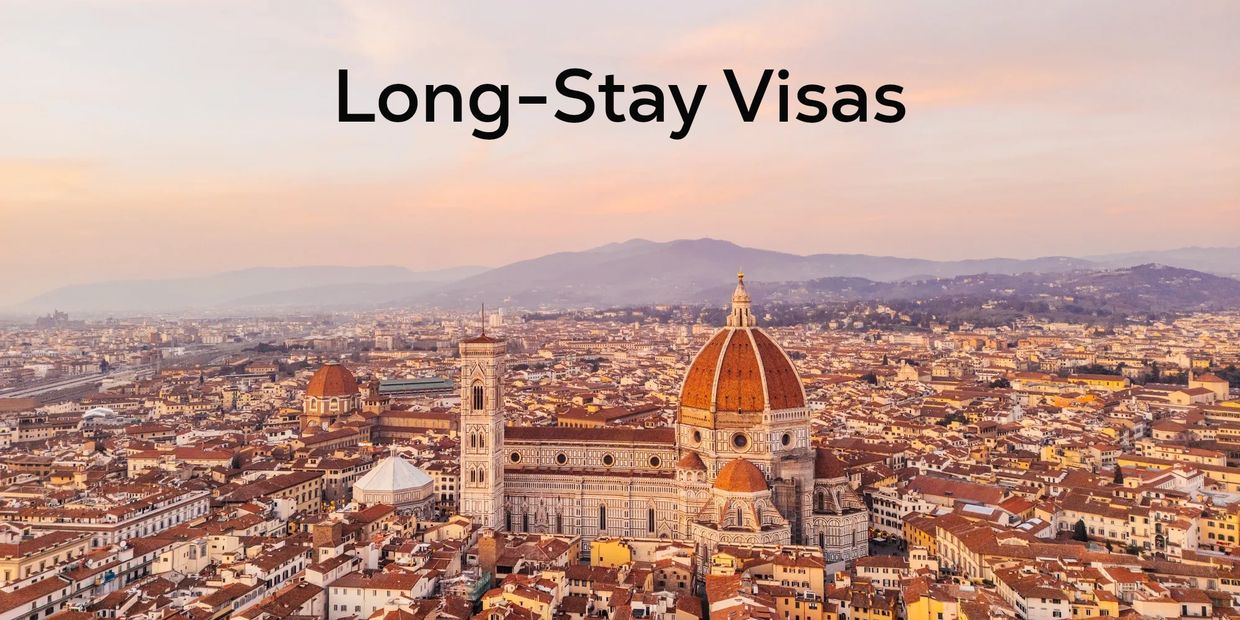 Florence skyline with "Long-Stay Visas" overlayed
