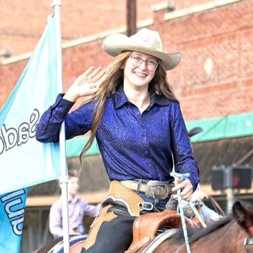  Hello! My name is Callie Mae McKenzie, and I am honored to serve as the 2026 Princess of the 49ers 