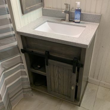 Grey stained vanity